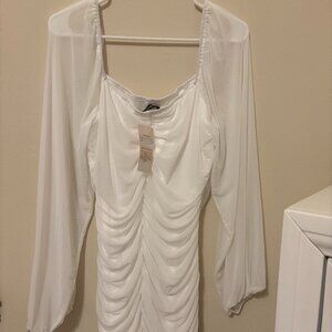 Classic White Ruched Dress